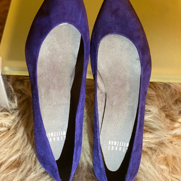 Stuart Weitzman Sapphire Blue Suede Kitten Heels